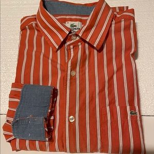 LACOSTE Long Sleeve Orange Stripe Shirt  39 (S-M)